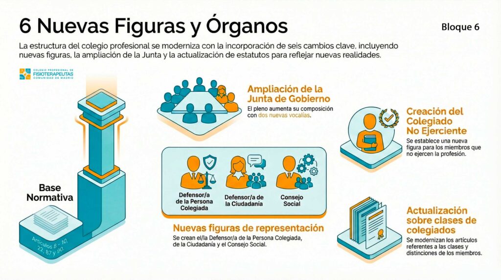 Infografía sobre el bloque sexto de los nuevos Estatutos